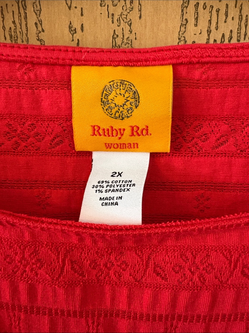 Ruby Rd. Coral Textured Ruffle Sleeve Tunic - Picture 2 of 5